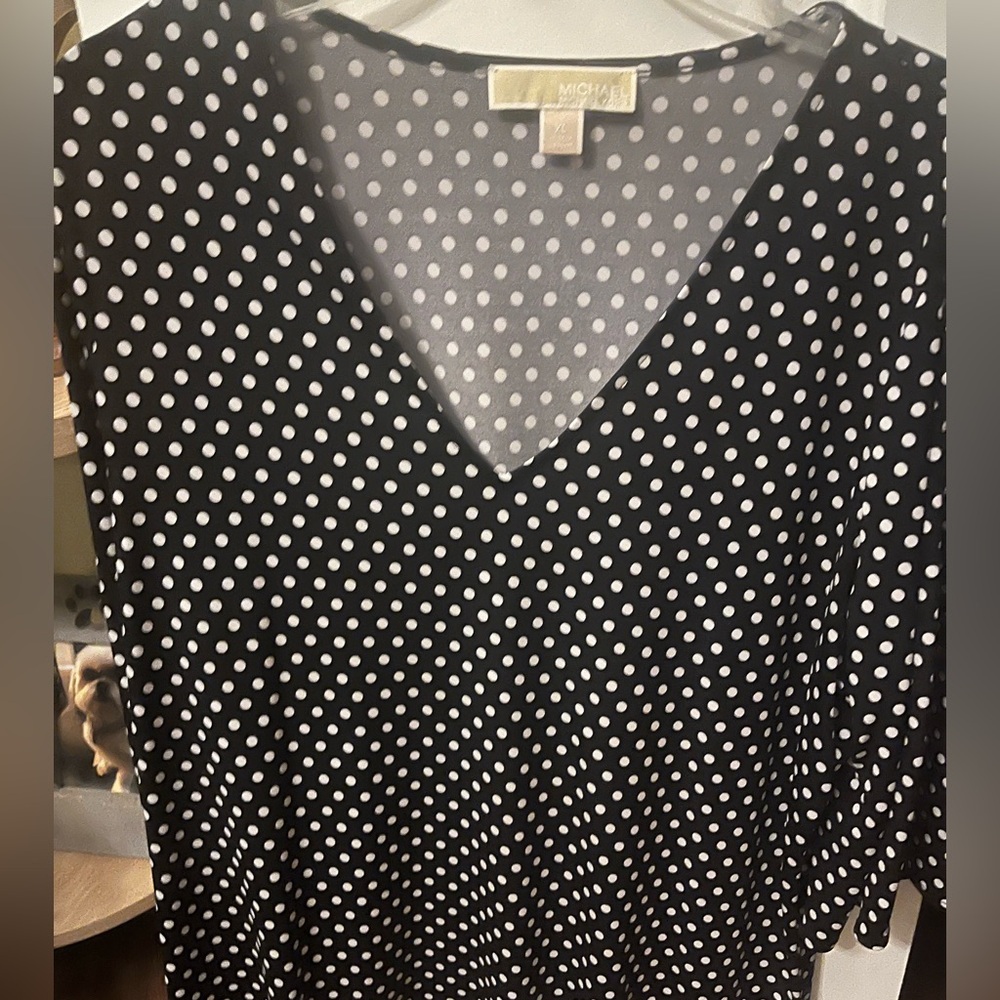 MICHAEL Michael Kors Black and White Polka Dot Blouse